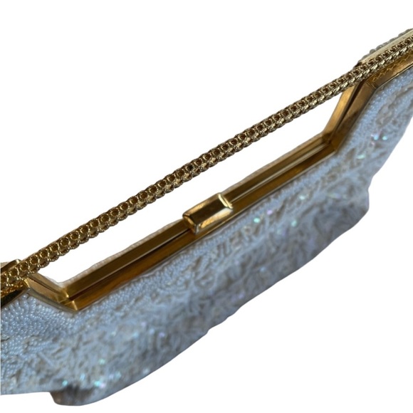 VINTAGE Beaded Elegant Cream Handbag - Picture 3 of 7